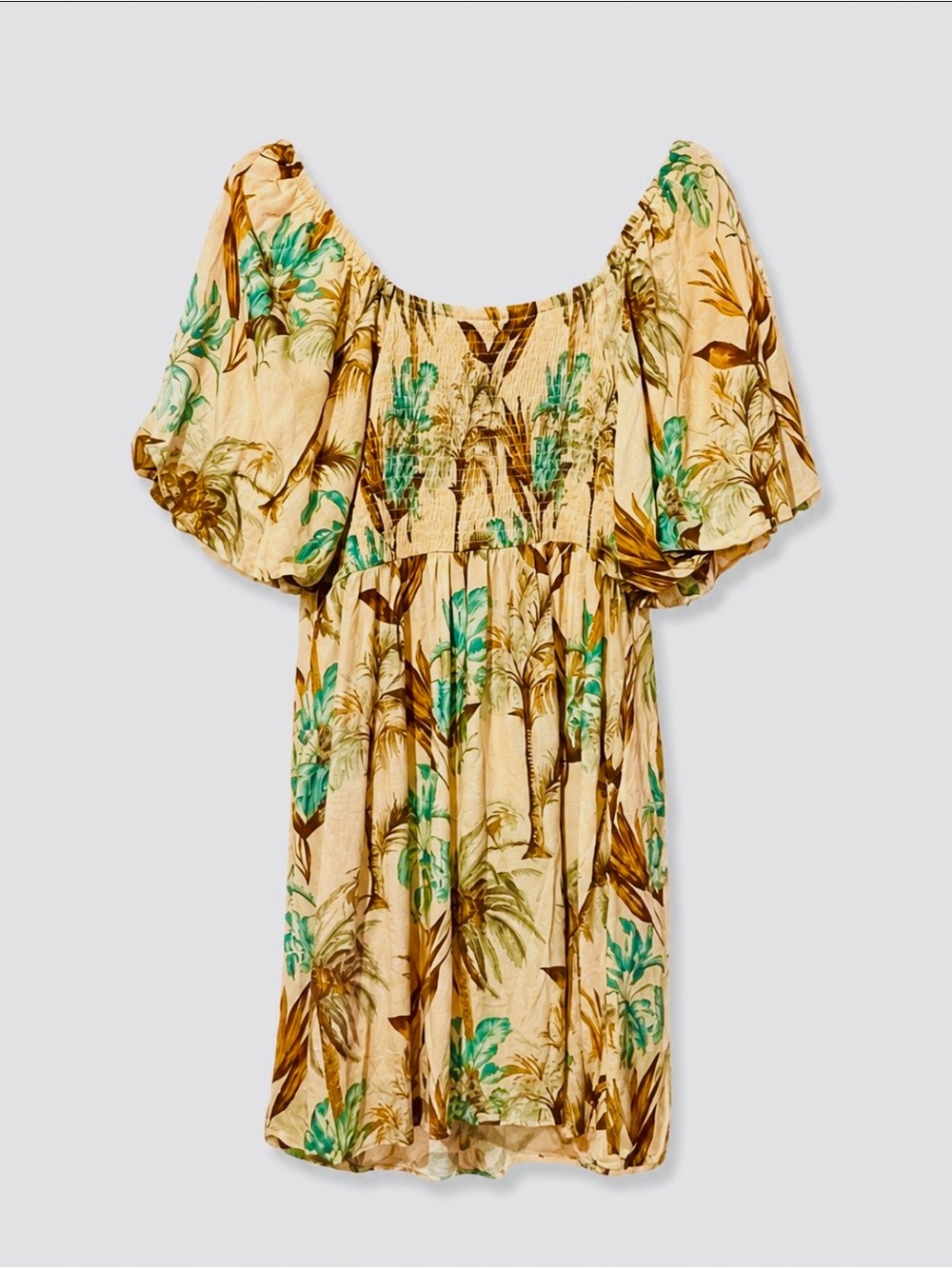 White Closet Palm Tree dress sz L